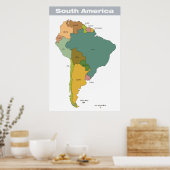 Volledige kleurenkaart voor Zuid-Amerika Poster (Keuken)