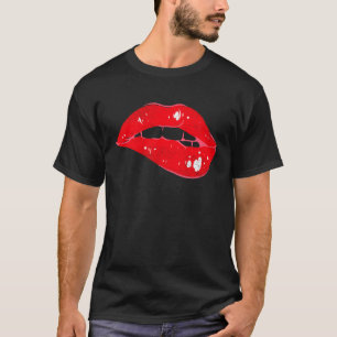 Volledige lippen die de rode mond zoenen t-shirt