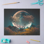 Volledige maan achter de ontkoppeling van oude bom tissuepapier (Craft)