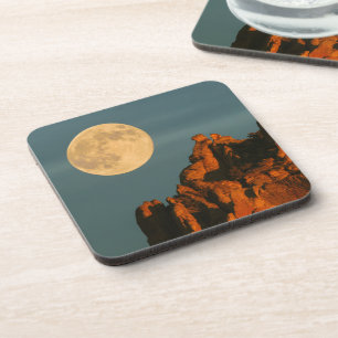 Volledige maan   Basalt Cliffs Smith Rock State Pa Bier Onderzetter