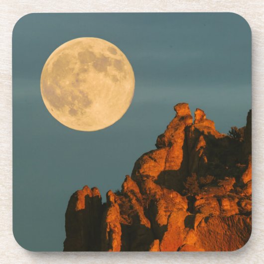 Volledige maan | Basalt Cliffs Smith Rock State Pa Bier Onderzetter (Voorkant)