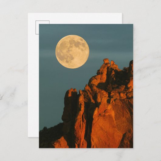 Volledige maan | Basalt Cliffs Smith Rock State Pa Briefkaart (Voorkant / Achterkant)