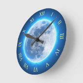 Volledige maan, blauwe gloed ronde klok (Hoek)