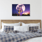 Volledige maan boven Saguaro Cactus Canvas Afdruk (Insitu (Slaapkamer))