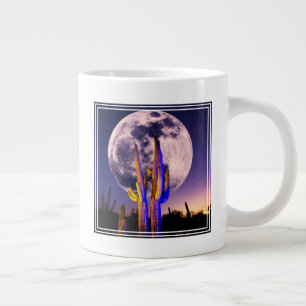 Volledige maan boven Saguaro Cactus Grote Koffiekop