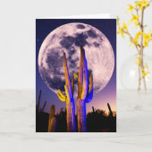 Volledige maan boven Saguaro Cactus Kaart (Gele Bloem)