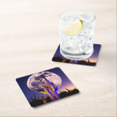 Volledige maan boven Saguaro Cactus Kartonnen Onderzetters (Insitu)