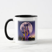 Volledige maan boven Saguaro Cactus Mok (Links)