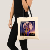 Volledige maan boven Saguaro Cactus Tote Bag (Voorkant (product))