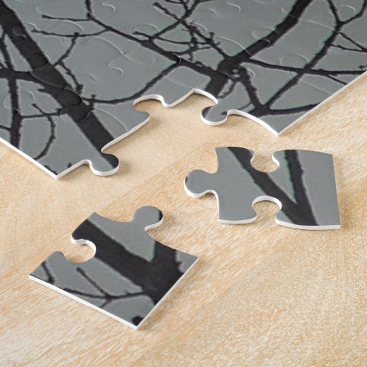 Volledige maan door de bomen legpuzzel (Zijkant)