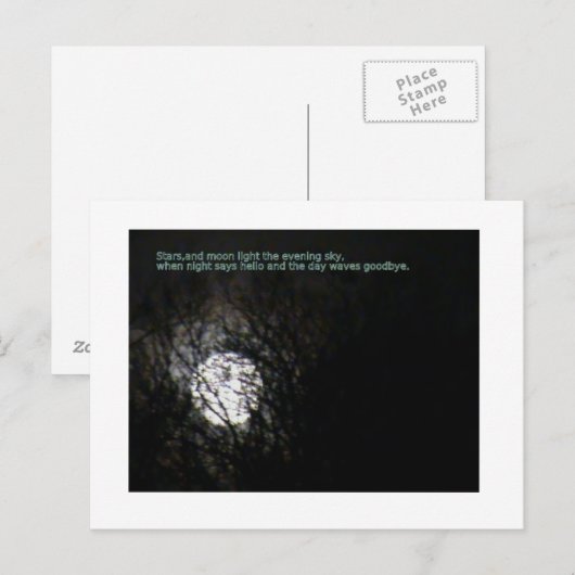 Volledige maan en gedicht briefkaart (Voorkant / Achterkant)