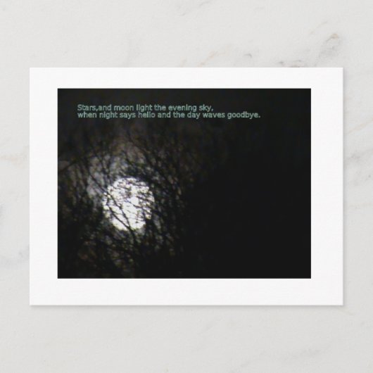 Volledige maan en gedicht briefkaart (Voorkant)