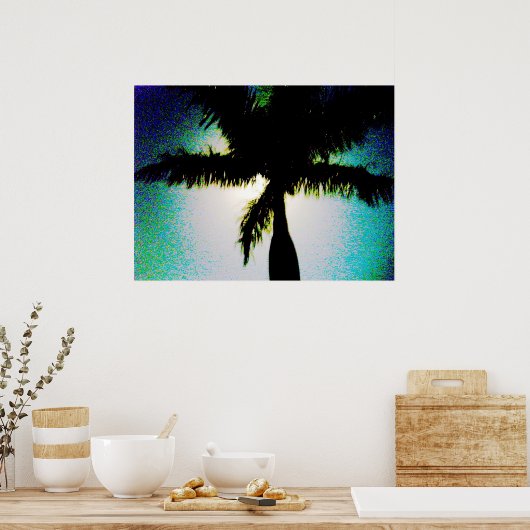 Volledige maan- en palmstructuur poster (Keuken)