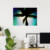 Volledige maan- en palmstructuur poster (Thuiskantoor)