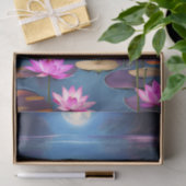 Volledige maan en prachtige roze Lotus Flowers Tissuepapier (Geschenk)