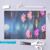 Volledige maan en prachtige roze Lotus Flowers Tissuepapier (Craft)