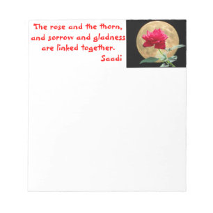 Volledige maan en Rode Roze met Citaat Notitieblok