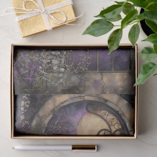 VOLLEDIGE MAAN EN STENEN TUINBOOG DECOUPAGE TISSUEPAPIER (Geschenk)