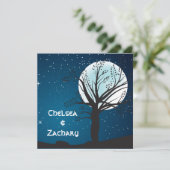Volledige maan en sterren bruiloft kaart (Staand voorkant)