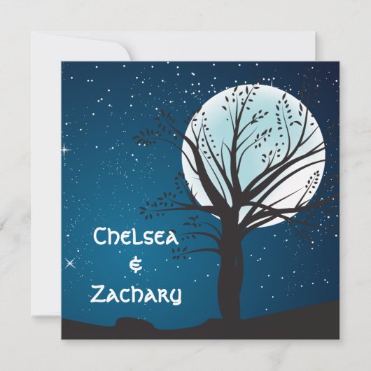 Volledige maan en sterren bruiloft kaart (Voorkant)