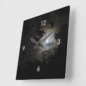 Volledige maan en Wolken op zwart Vierkante Klok (Hoek)