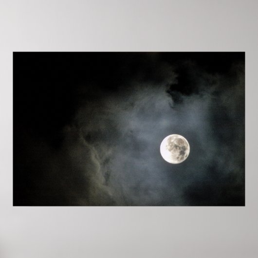 Volledige maan en Wolken Poster (Voorkant)