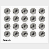 VOLLEDIGE MAAN HEKS OP BEZEM Halloween Witch BUTTO Ronde Sticker (Vel)