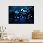 Volledige maan in het Midnight Forest Poster (Keuken)
