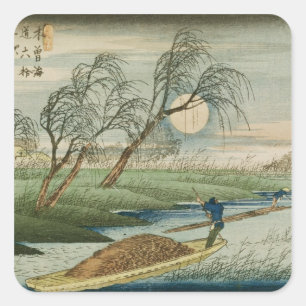 Volledige maan in Seba Vierkante Sticker