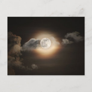 Volledige maan in troebele nacht briefkaart