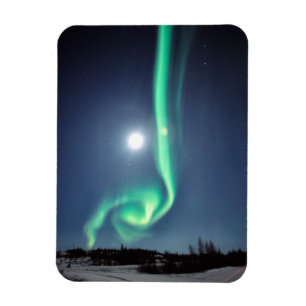 Volledige maan met Aurora Geelmes Canada Magneet