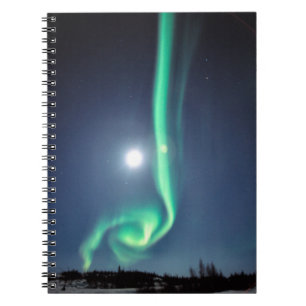 Volledige maan met Aurora   Geelmes Canada Notitieboek