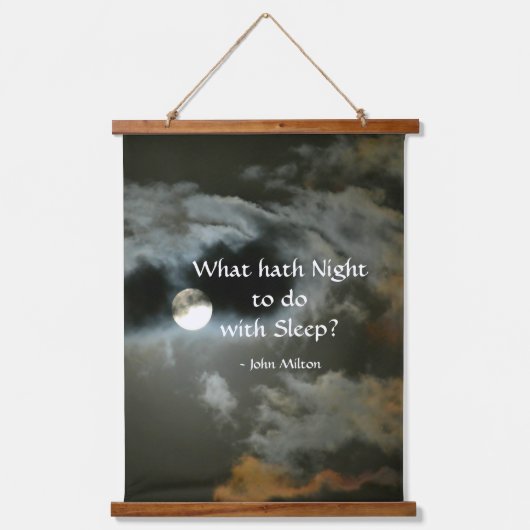 Volledige maan met Nighttime John Milton Quote Hangend Wandkleed (Voorkant)