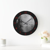 Volledige maan met Ravens Red Numbers Wall Clock Grote Klok (Huis)