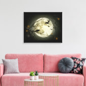Volledige maan met vleermuizen en Raven. Canvas Afdruk (Insitu (Woonkamer))