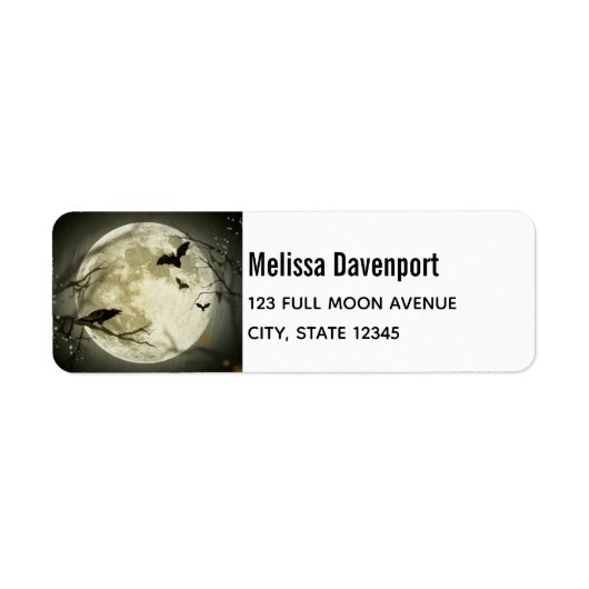 Volledige maan met vleermuizen en Raven. Etiket (Voorkant)