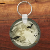 Volledige maan met vleermuizen en Raven Sleutelhanger (Voorkant)