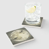 Volledige maan met vleermuizen en Raven Stenen Onderzetter (Zijkant)