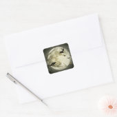 Volledige maan met vleermuizen en Raven Vierkante Sticker (Envelop)