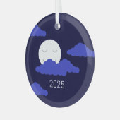 Volledige maan met wolken glas ornament (Voorkant links)