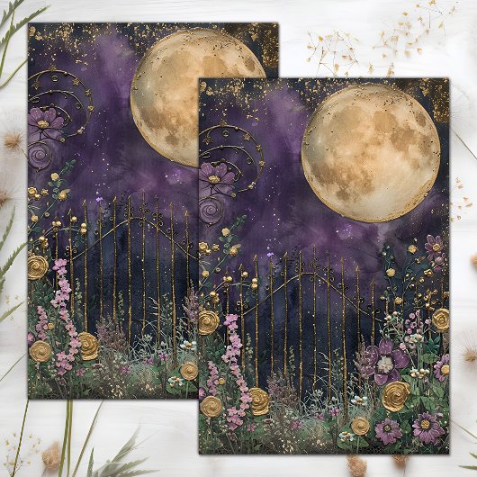VOLLEDIGE MAAN MIDNIGHT TUIN DECOUPAGE TISSUE PAPI TISSUEPAPIER