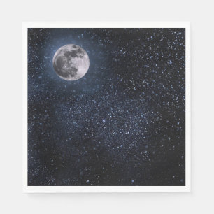 Volledige maan Night Sky Stars Buitenspatie Napkin Servet