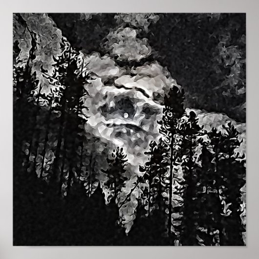 Volledige maan op een troebele nachtelijke Abstrac Poster (Voorkant)