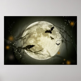 Volledige maan op Halloween Poster