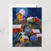 Volledige maan op heuvelachtige huizen Pittsburgh  Briefkaart (Voorkant / Achterkant)