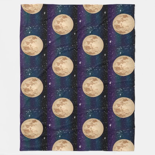 Volledige maan op Sterrennacht handtekening Fleece Deken (Voorkant)