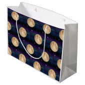 Volledige maan op Sterrennacht handtekening Groot Cadeauzakje (Achterkant Gekanteld)