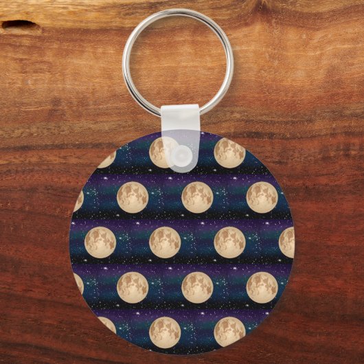 Volledige maan op Sterrennacht handtekening Sleutelhanger (Achterkant)