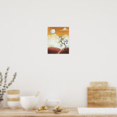 Volledige maan op zonsondergang poster (Keuken)