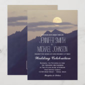 Volledige maan over bergen bruiloft nodigt uit kaart (Voorkant / Achterkant)